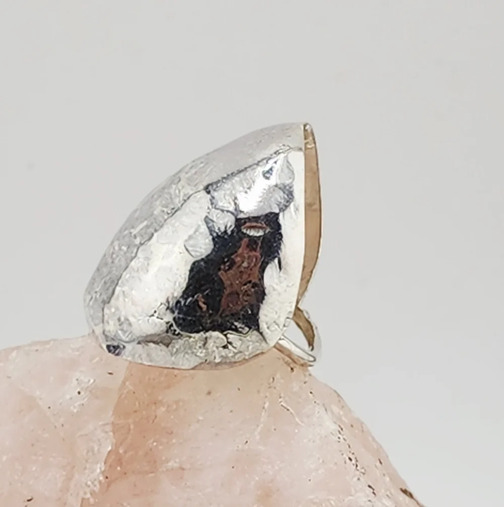STERLING SILVER HALLOW RING HAMMERED FOR TEXTURE SINGLE RUNG BAND Sz 6.5